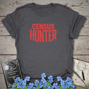 Census Hunter T-Shirt in Dark Heather Grey by Genealogy Keepsakes