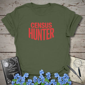 Census Hunter T-Shirt in Military Green by Genealogy Keepsakes