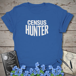 Census Hunter T-Shirt in Royal by Genealogy Keepsakes