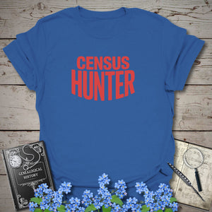 Census Hunter T-Shirt in Royal by Genealogy Keepsakes