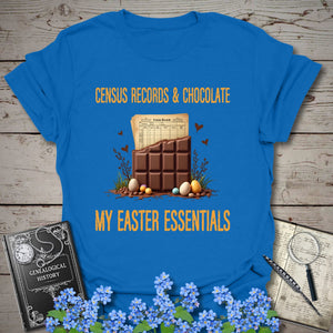 Census Records & Chocolate T-Shirt in Royal by Genealogy Keepsakes