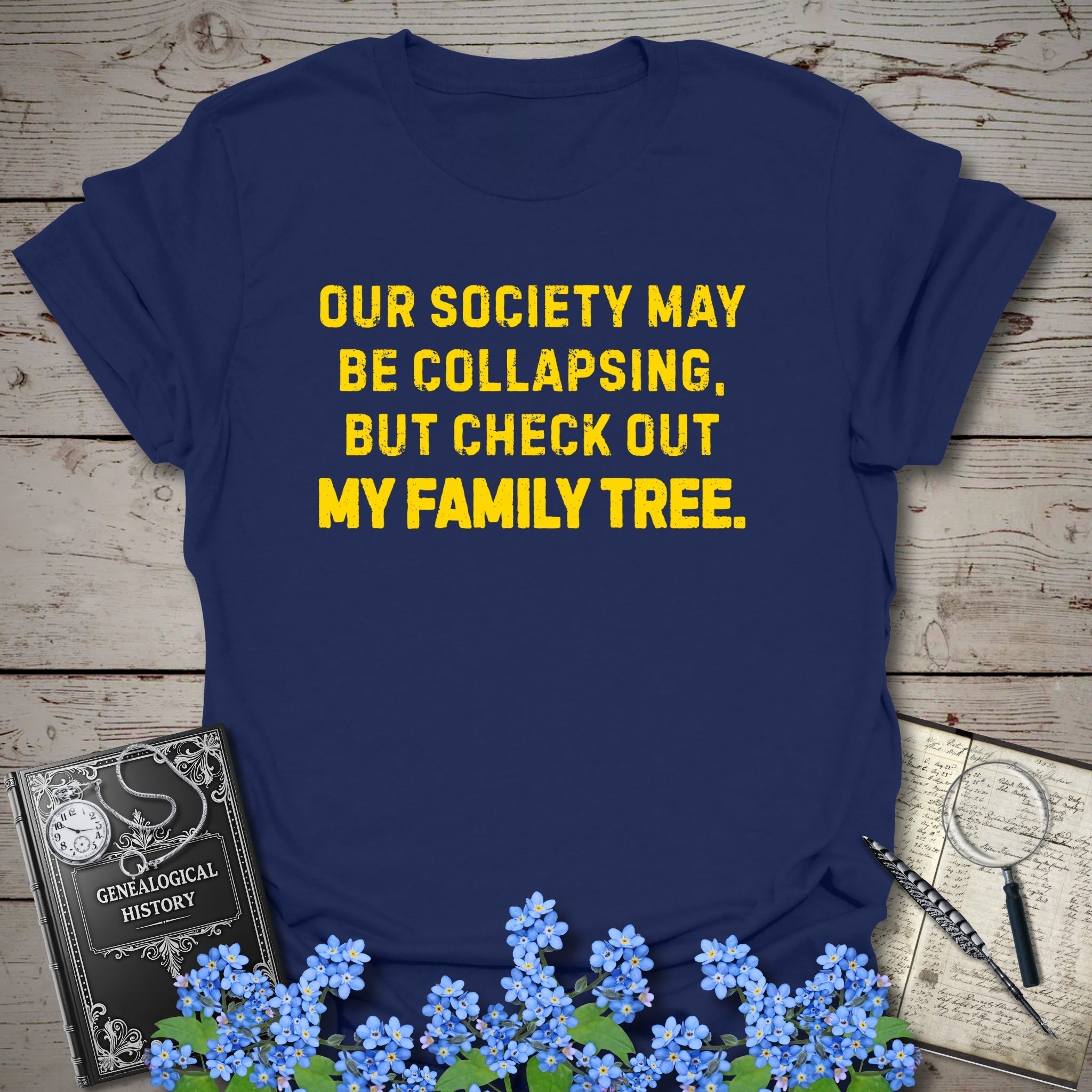 Check Out My Family Tree T-Shirt in Navy by Genealogy Keepsakes