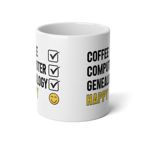 Coffee Computer Genealogy Happy Jumbo Mug (20oz) in White by Genealogy Keepsakes