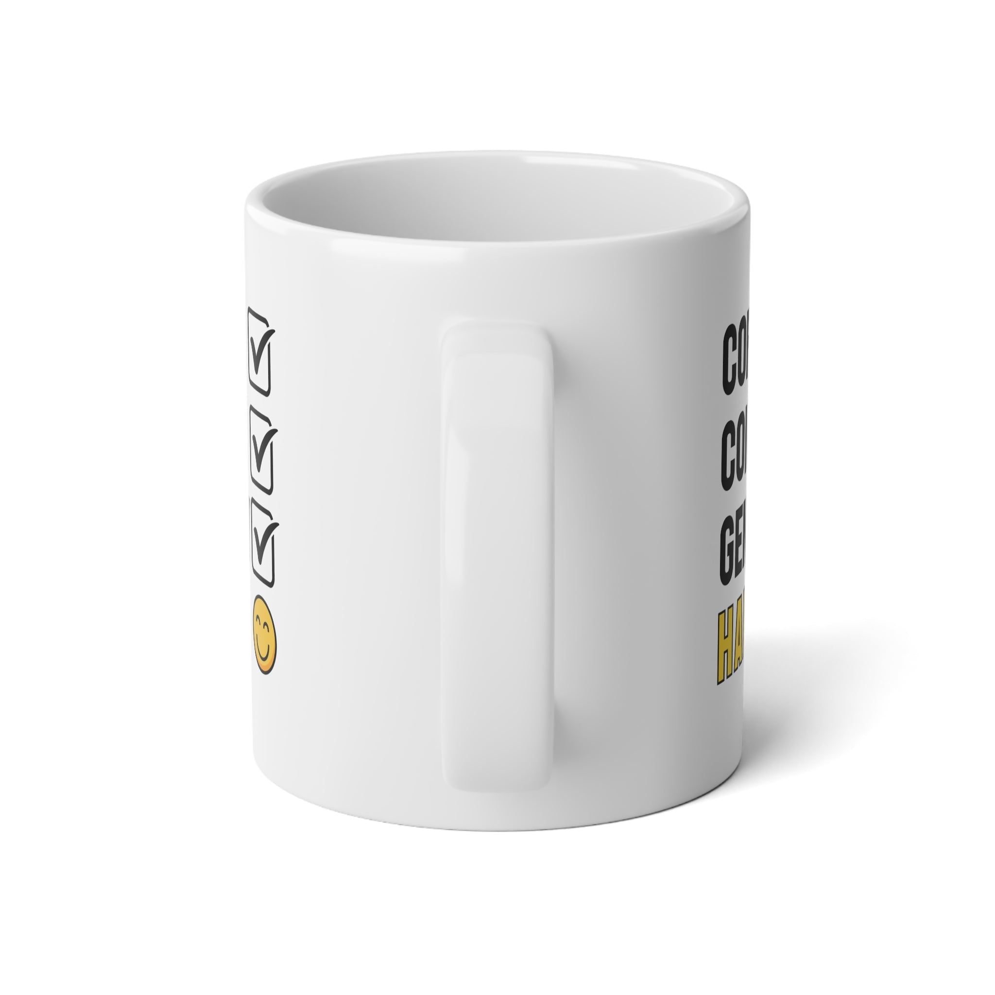 Coffee Computer Genealogy Happy Jumbo Mug (20oz) in White by Genealogy Keepsakes