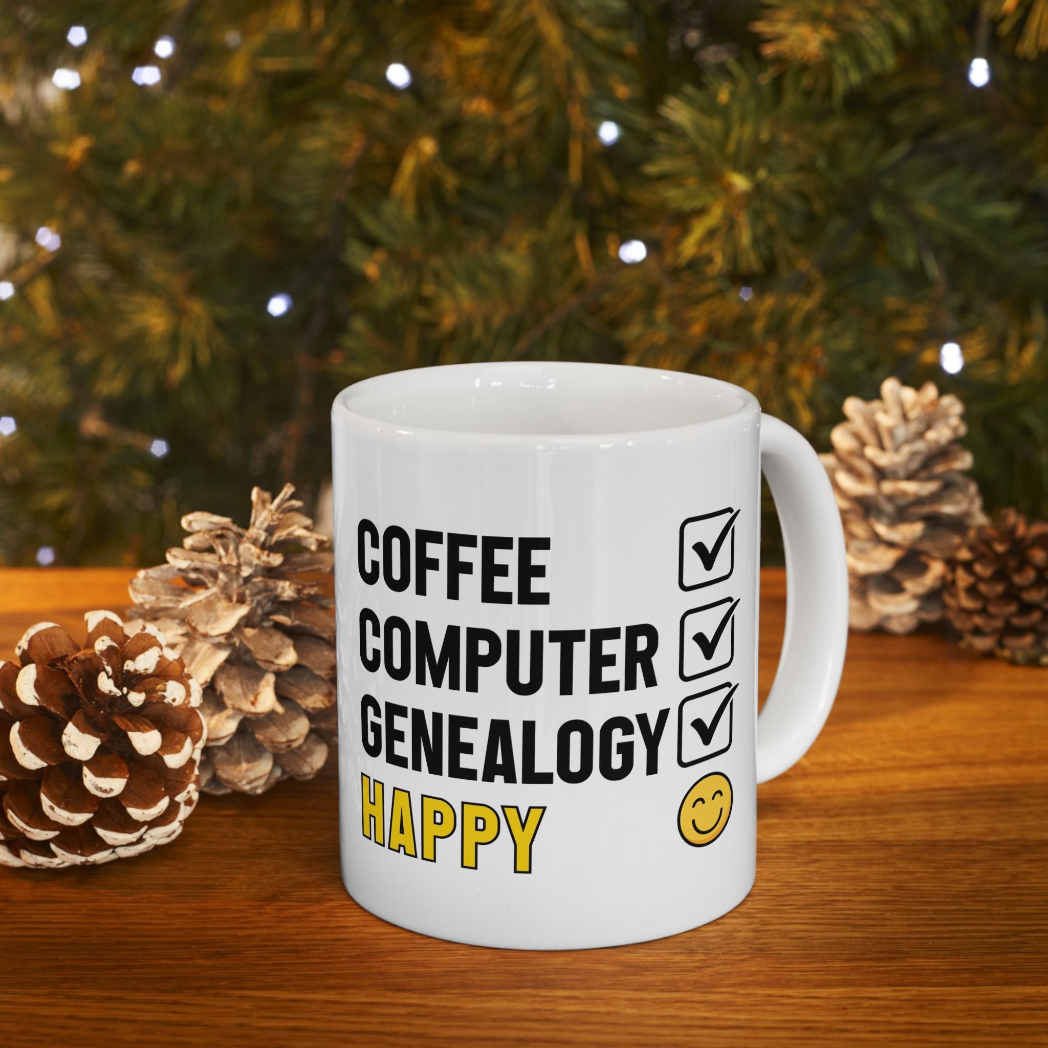 Coffee, Computer, Genealogy, Happy Mug (11oz|15oz) in by Genealogy Keepsakes