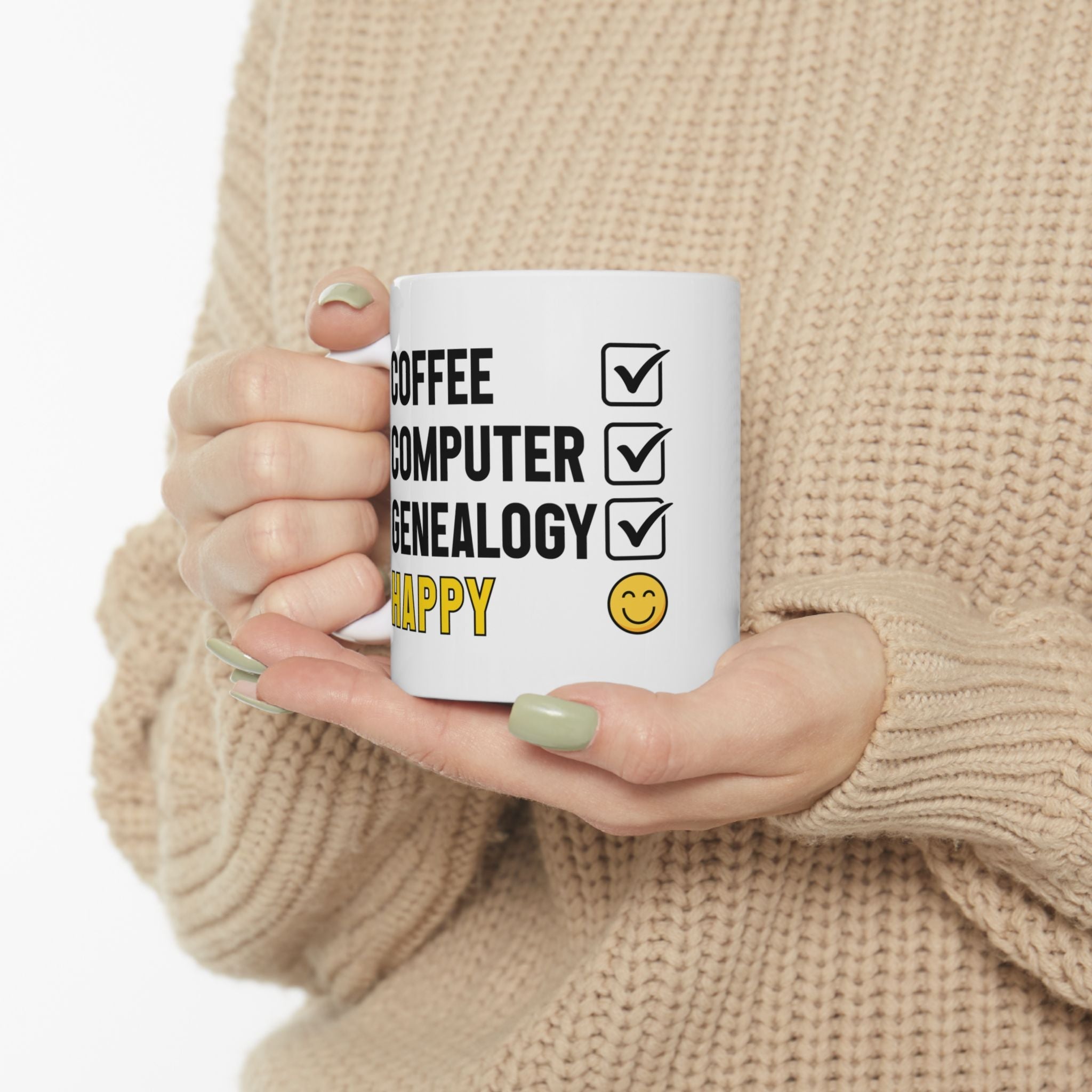 Coffee, Computer, Genealogy, Happy Mug (11oz|15oz) in by Genealogy Keepsakes
