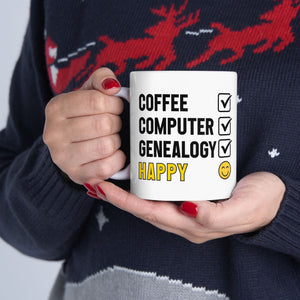 Coffee, Computer, Genealogy, Happy Mug (11oz|15oz) in by Genealogy Keepsakes