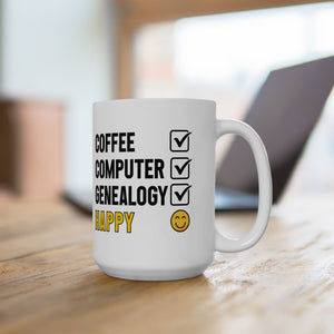 Coffee, Computer, Genealogy, Happy Mug (11oz|15oz) in by Genealogy Keepsakes