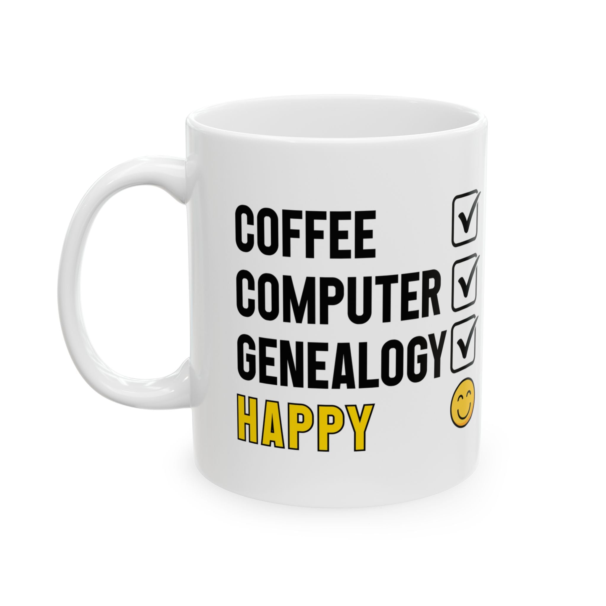 Coffee, Computer, Genealogy, Happy Mug (11oz|15oz) in by Genealogy Keepsakes