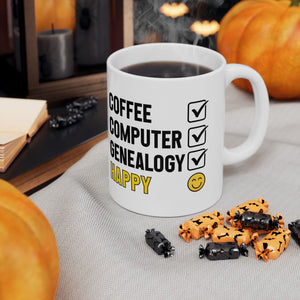 Coffee, Computer, Genealogy, Happy Mug (11oz|15oz) in by Genealogy Keepsakes