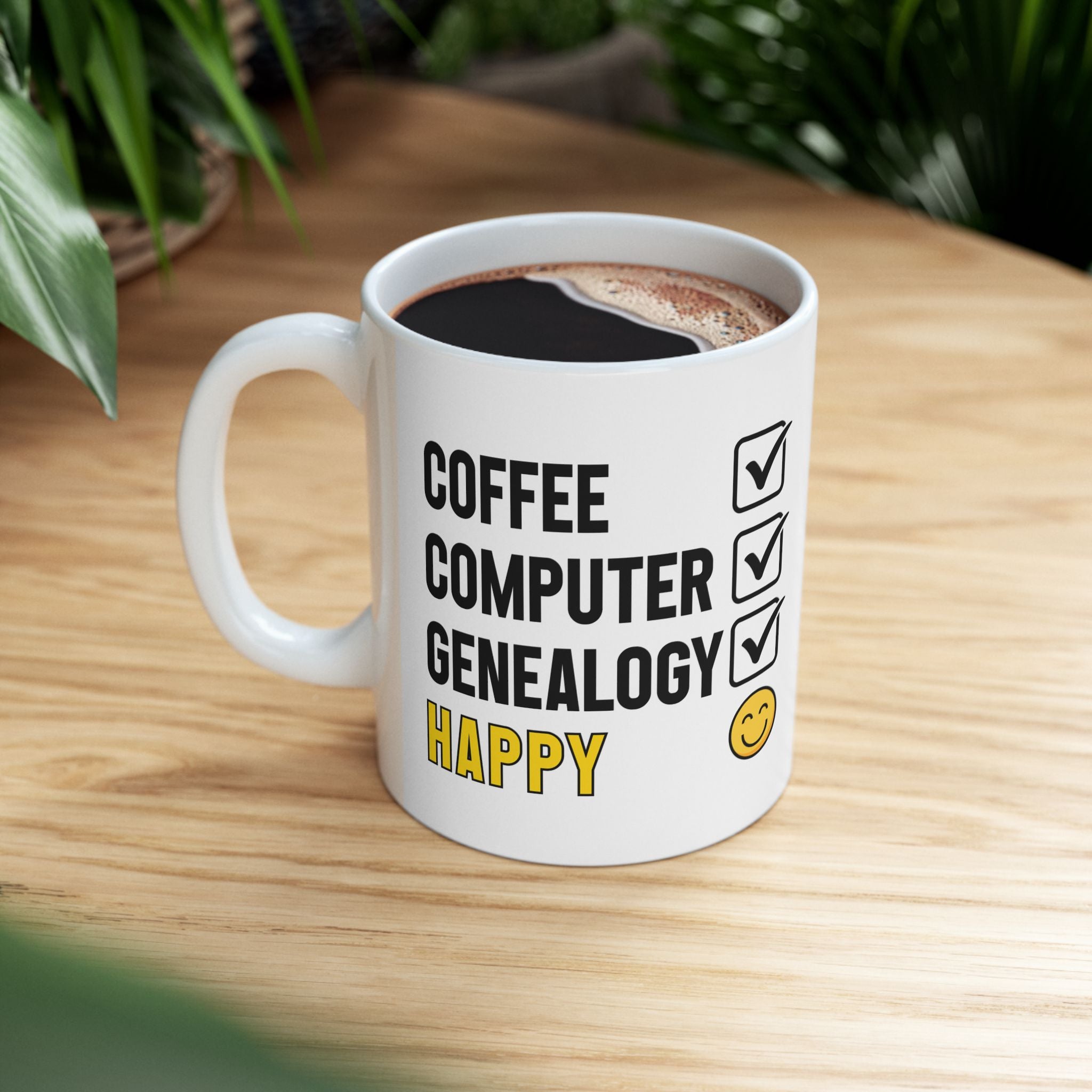 Coffee, Computer, Genealogy, Happy Mug (11oz|15oz) in by Genealogy Keepsakes