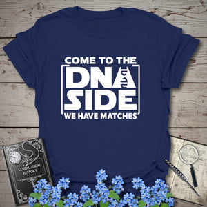 Come To The DNA Side T-Shirt in Navy by Genealogy Keepsakes
