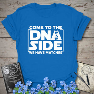 Come To The DNA Side T-Shirt in Royal by Genealogy Keepsakes