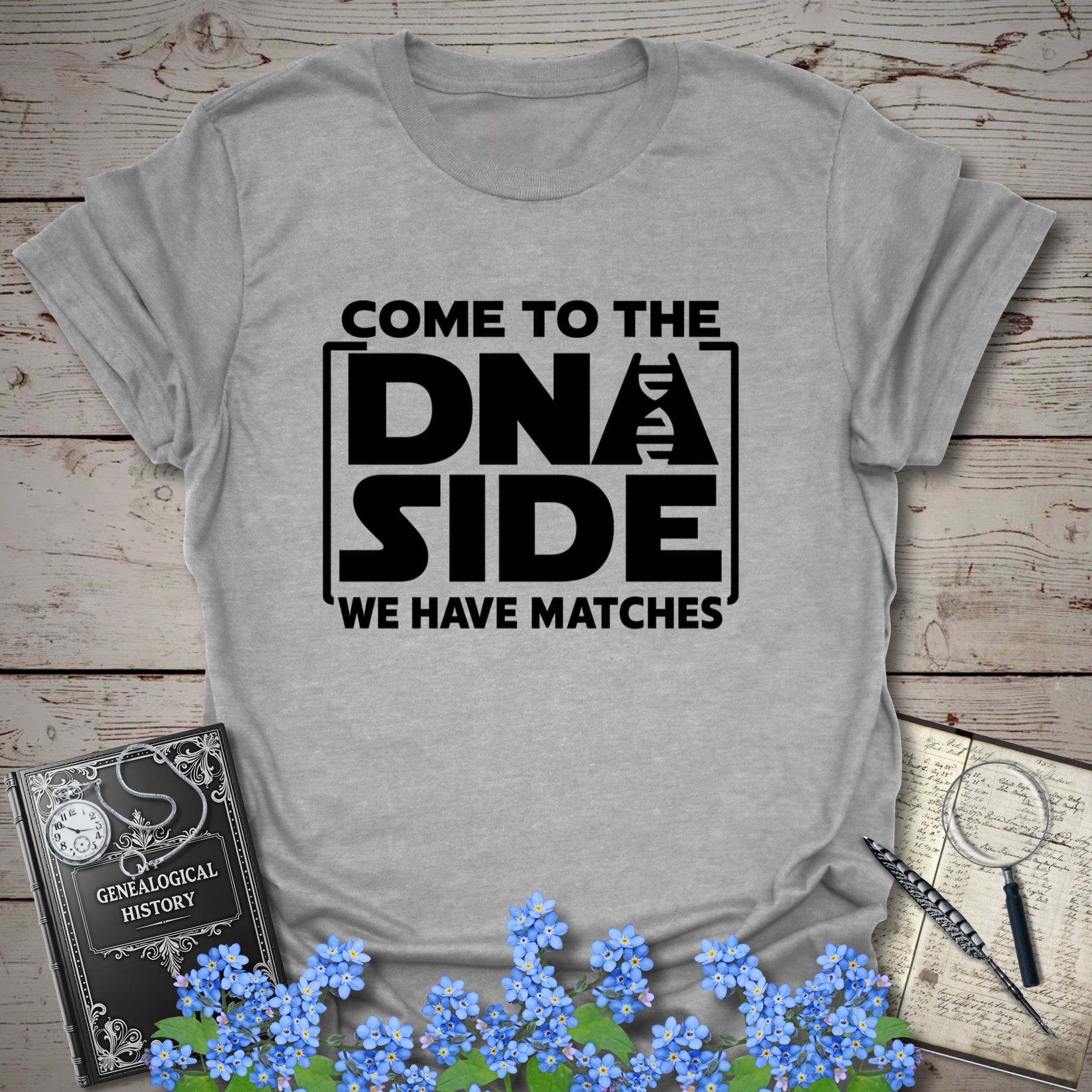 Come To The DNA Side T-Shirt in Sport Grey by Genealogy Keepsakes
