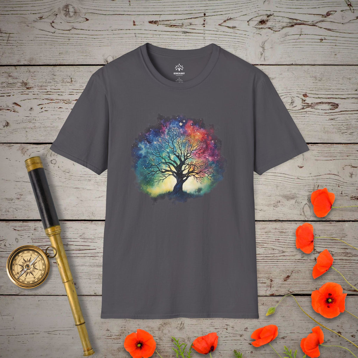 Cosmic Tree of Life T-Shirt - Genealogy Keepsakes Custom Genealogy Gift - Charcoal S