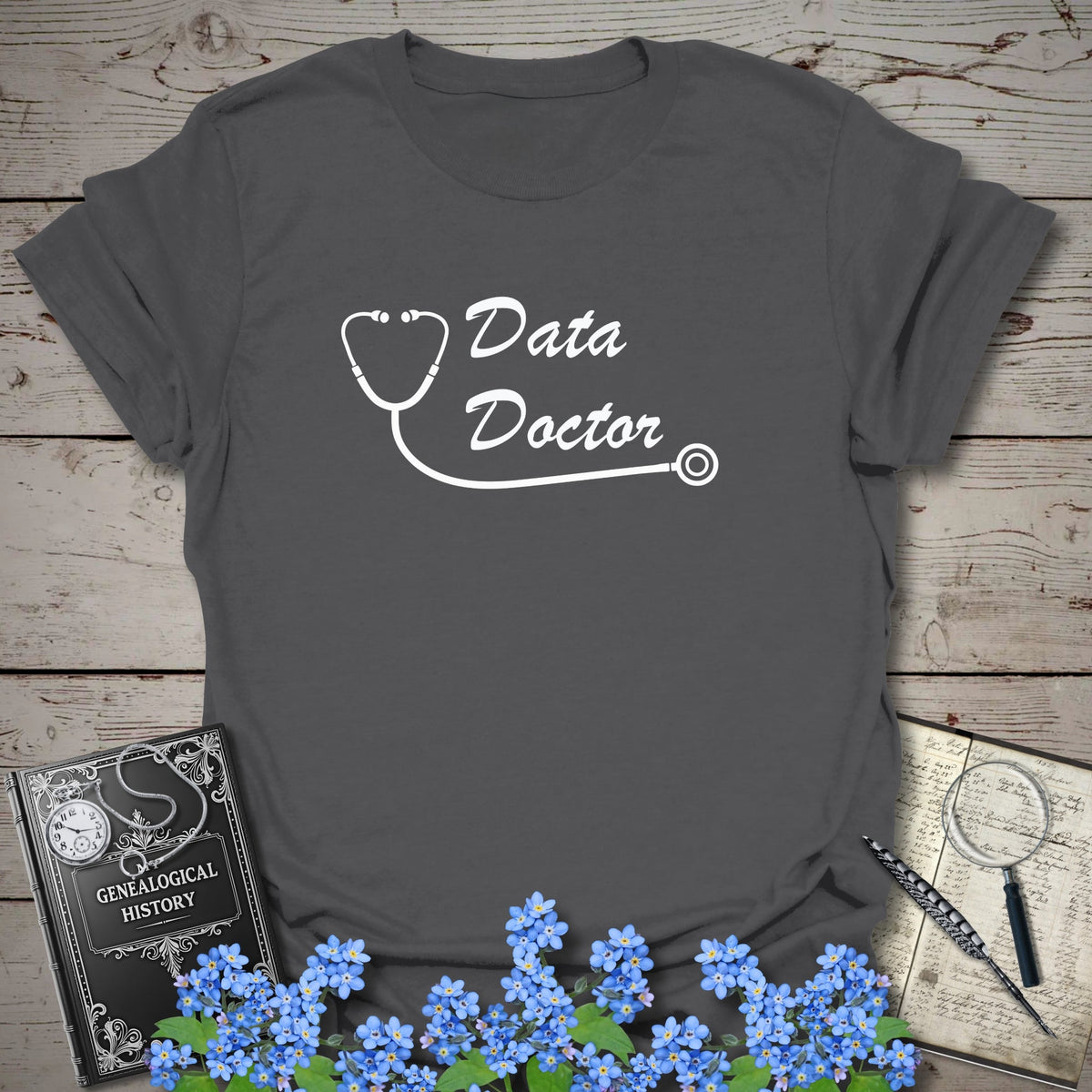 Data Doctor T-Shirt - Genealogy Keepsakes Custom Genealogy Gift - Charcoal S