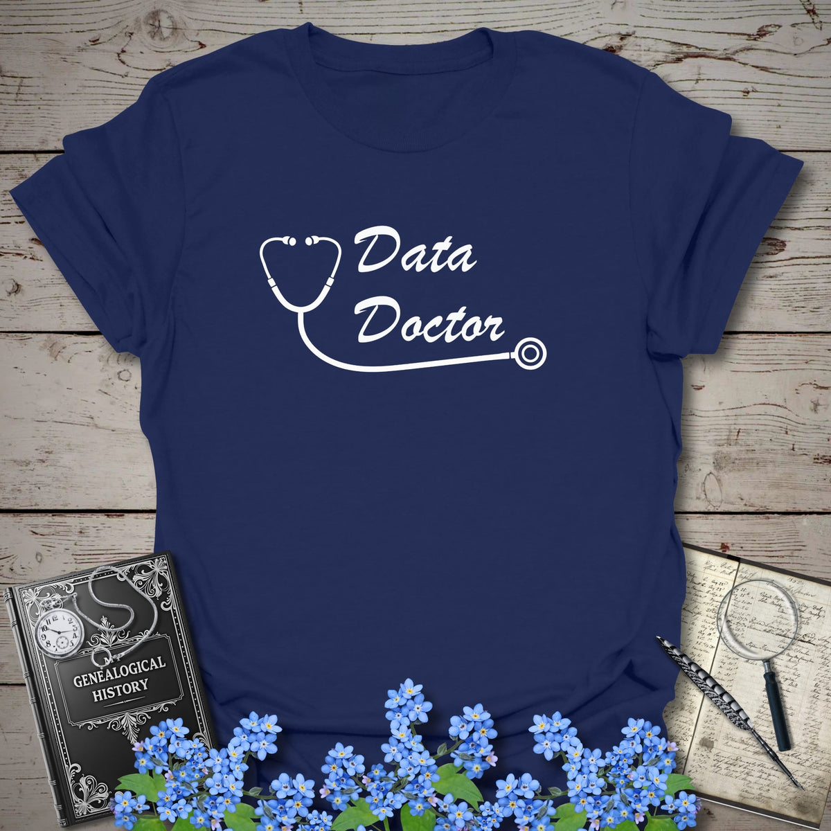Data Doctor T-Shirt - Genealogy Keepsakes Custom Genealogy Gift - Navy S
