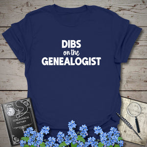 Dibs On The Genealogist T-Shirt in Navy by Genealogy Keepsakes