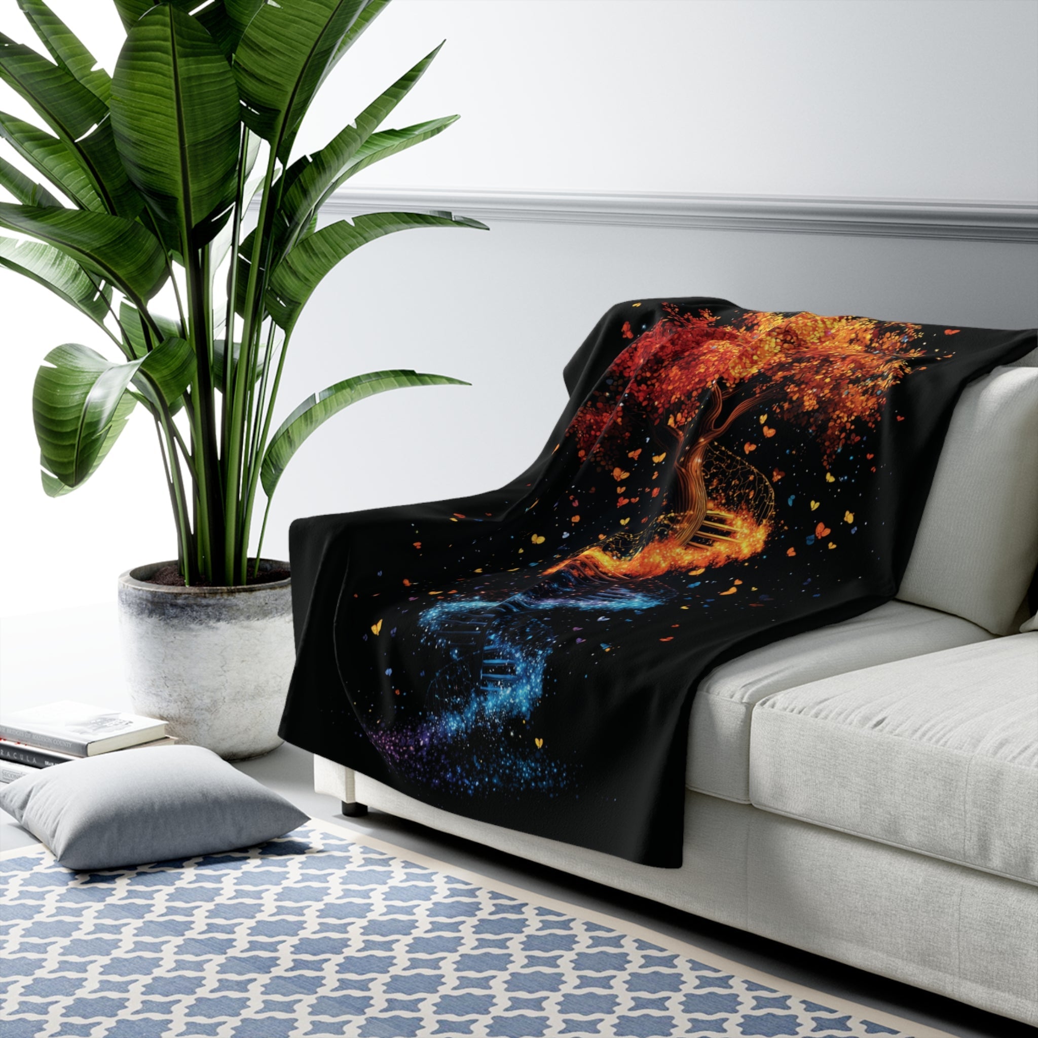 DNA Tree of Life Sherpa Fleece Blanket in 30" × 40" by Genealogy Keepsakes