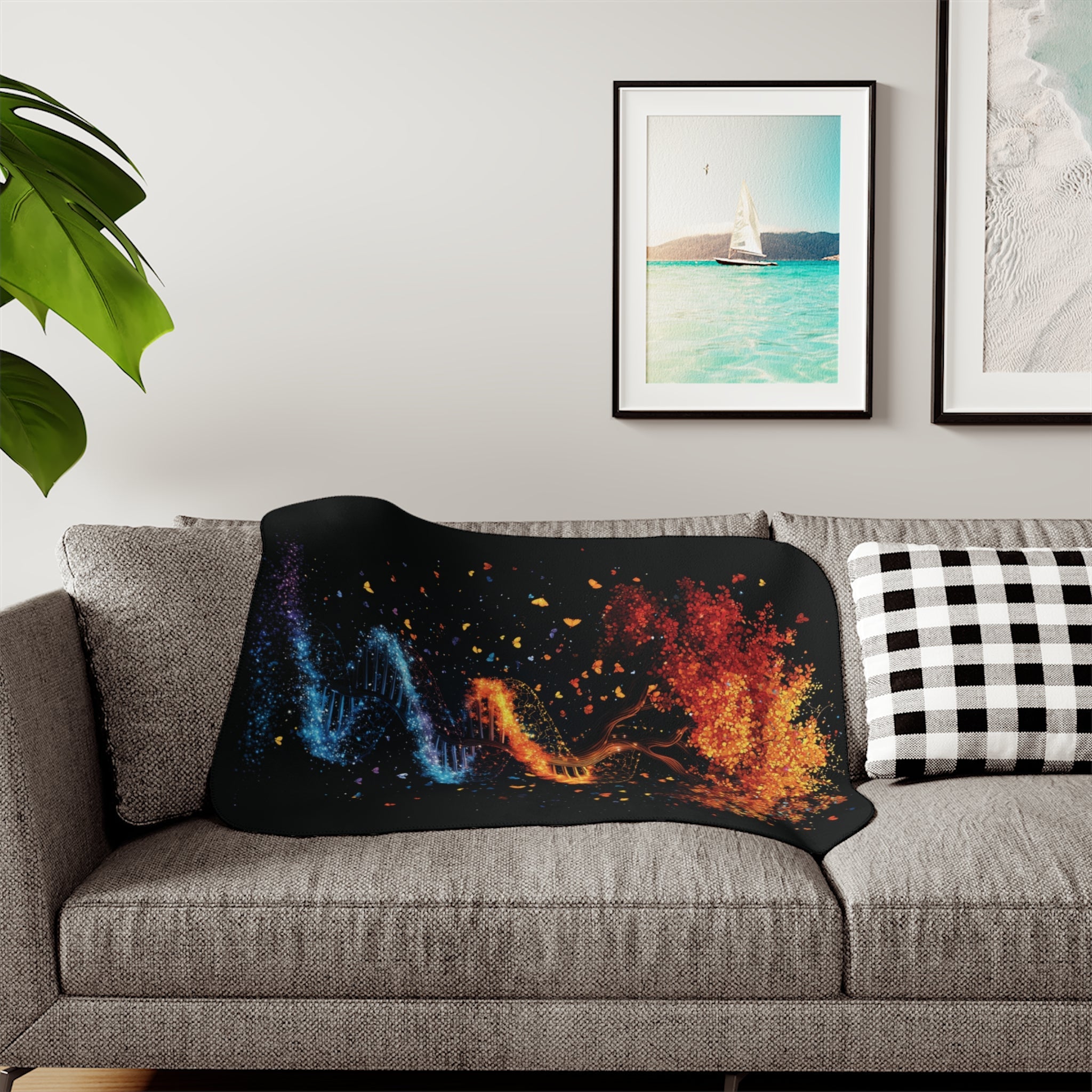 DNA Tree of Life Sherpa Fleece Blanket in 30'' × 40'' by Genealogy Keepsakes