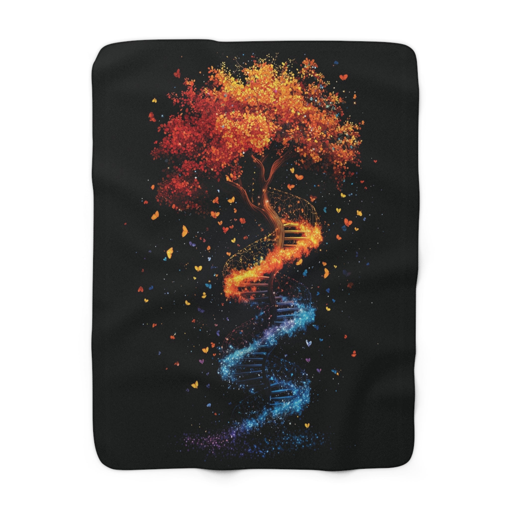 DNA Tree of Life Sherpa Fleece Blanket in 50" × 60" by Genealogy Keepsakes