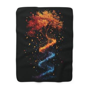 DNA Tree of Life Sherpa Fleece Blanket in 50" × 60" by Genealogy Keepsakes