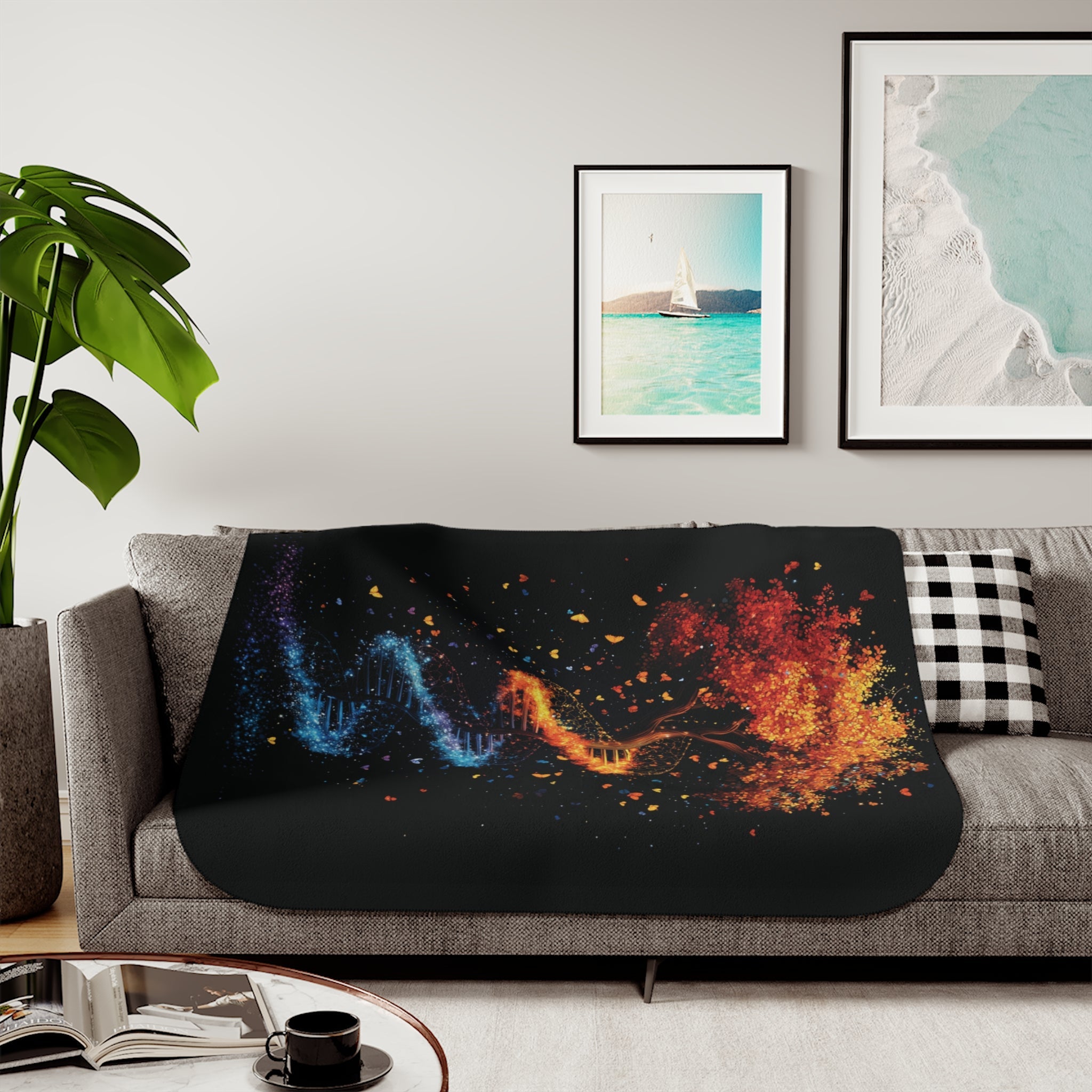 DNA Tree of Life Sherpa Fleece Blanket in 50" × 60" by Genealogy Keepsakes