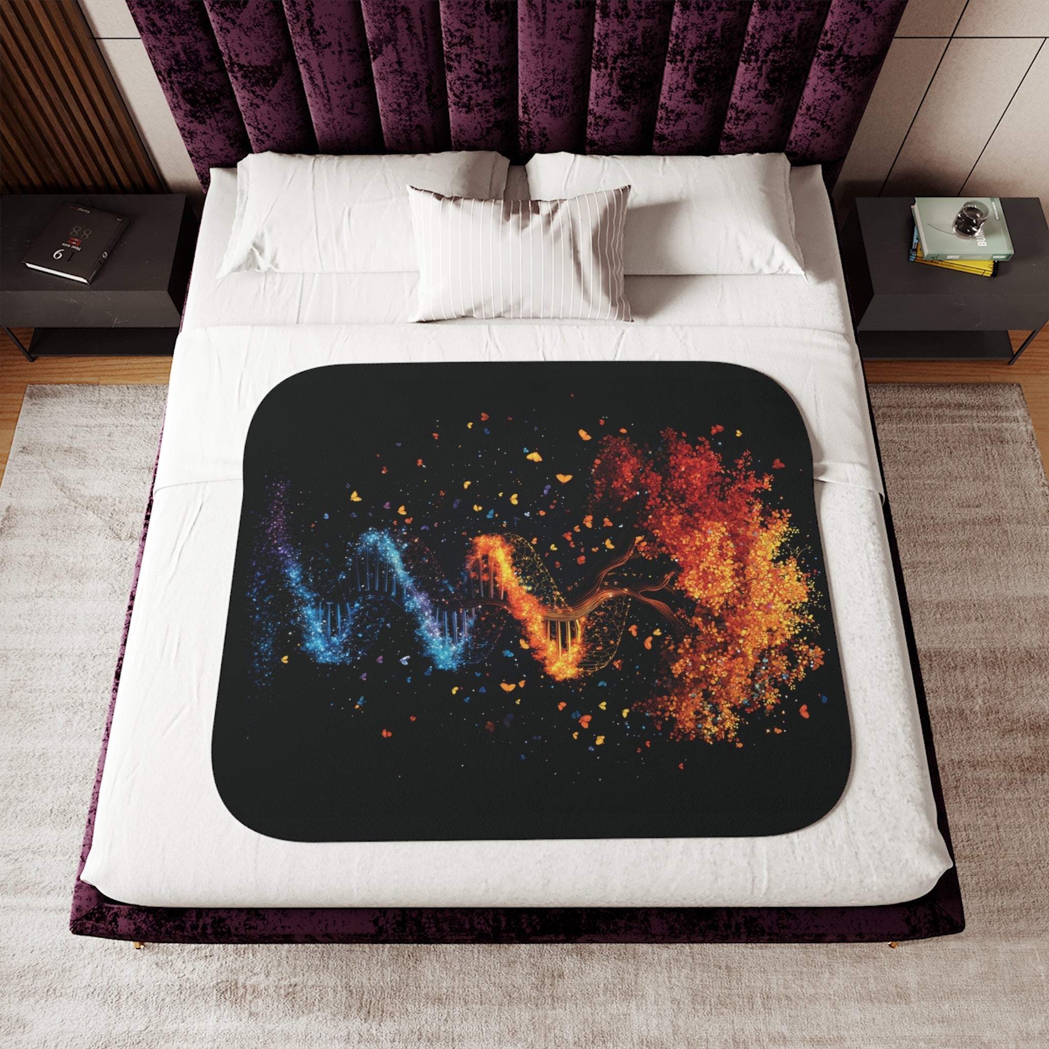 DNA Tree of Life Sherpa Fleece Blanket in 50" × 60" by Genealogy Keepsakes