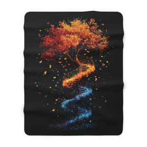 DNA Tree of Life Sherpa Fleece Blanket in 60" × 80" by Genealogy Keepsakes