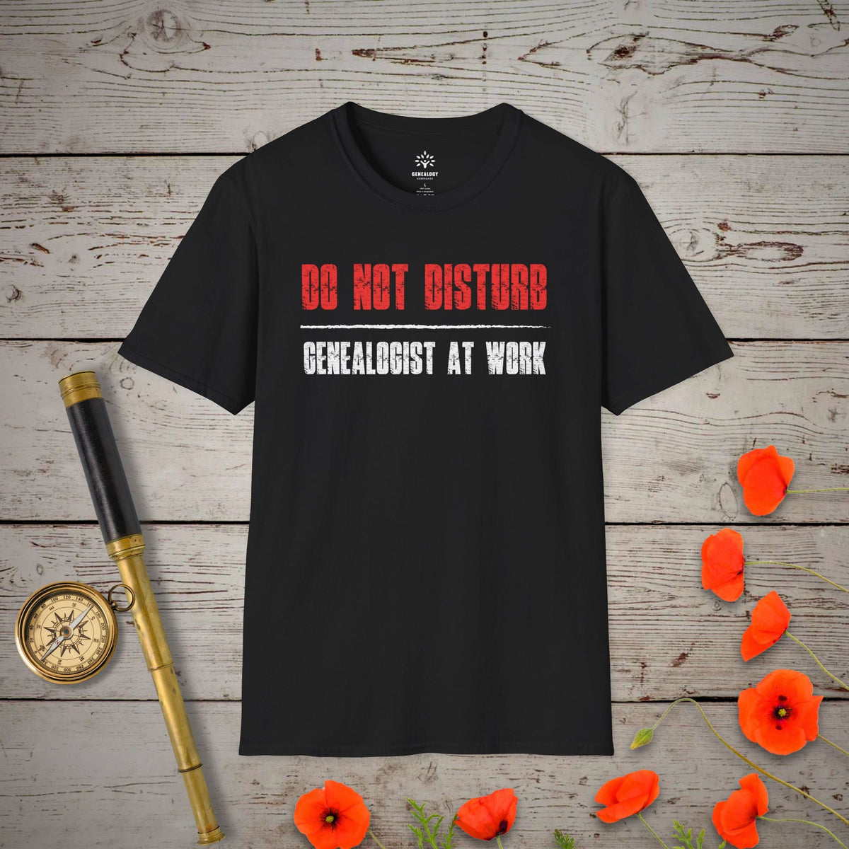 Do Not Disturb T-Shirt - Genealogy Keepsakes Custom Genealogy Gift - Black S