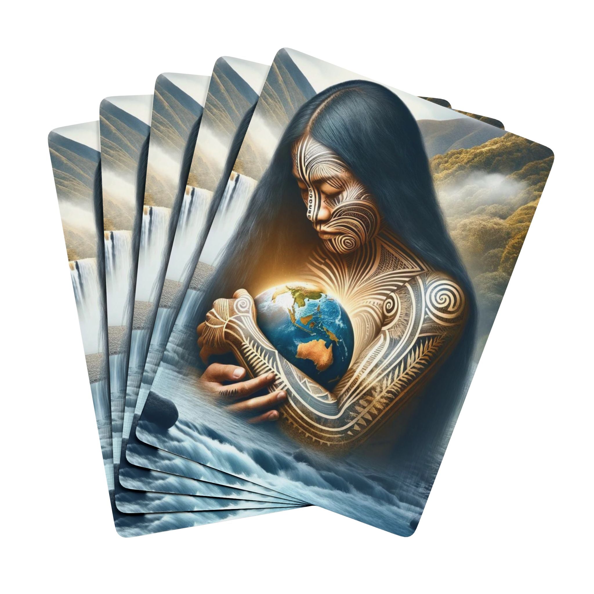 Earth Guardian – Aotearoa New Zealand Art Playing Cards in 2.5" x 3.5" by Genealogy Keepsakes