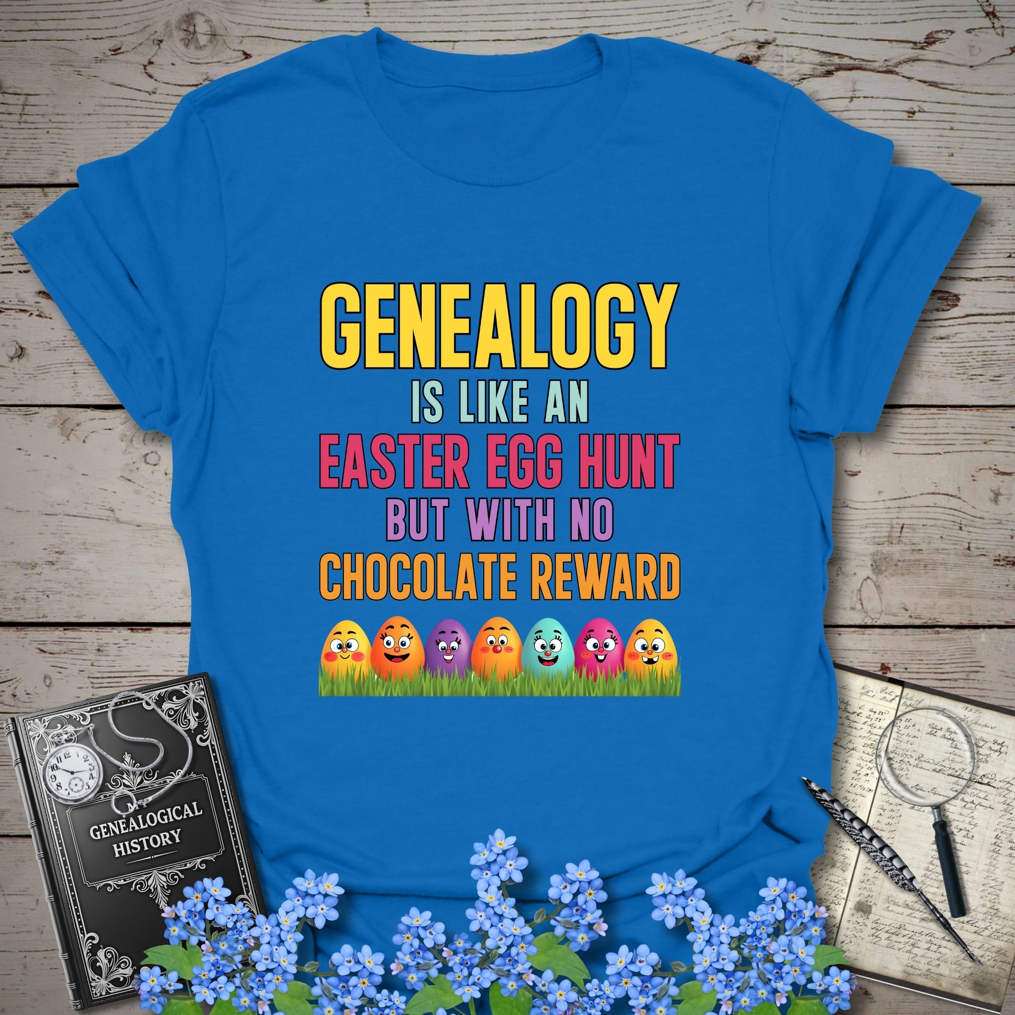Easter Egg Hunt T-Shirt in Royal by Genealogy Keepsakes