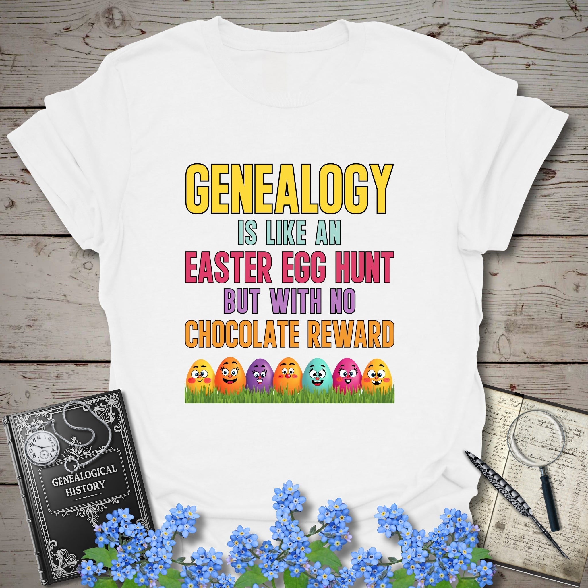 Easter Egg Hunt T-Shirt in White by Genealogy Keepsakes