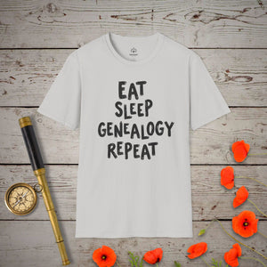 Eat, Sleep, Genealogy T-Shirt in Ice Grey by Genealogy Keepsakes