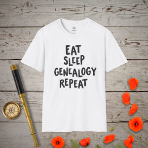 Eat, Sleep, Genealogy T-Shirt in White by Genealogy Keepsakes