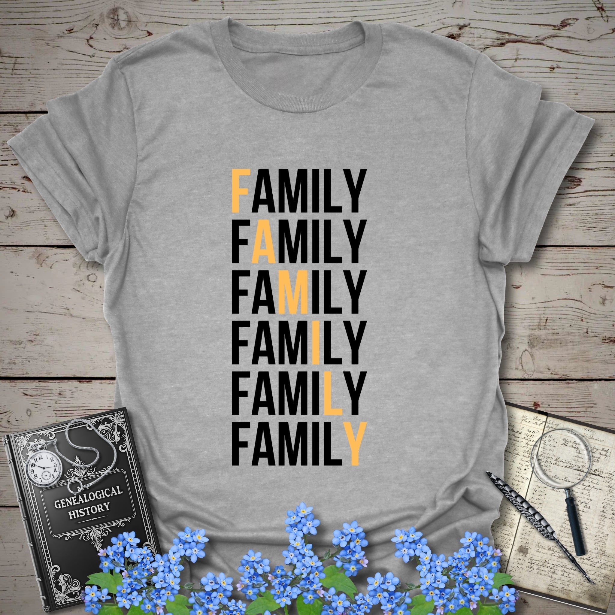 Family Descent T-Shirt in Sport Grey by Genealogy Keepsakes