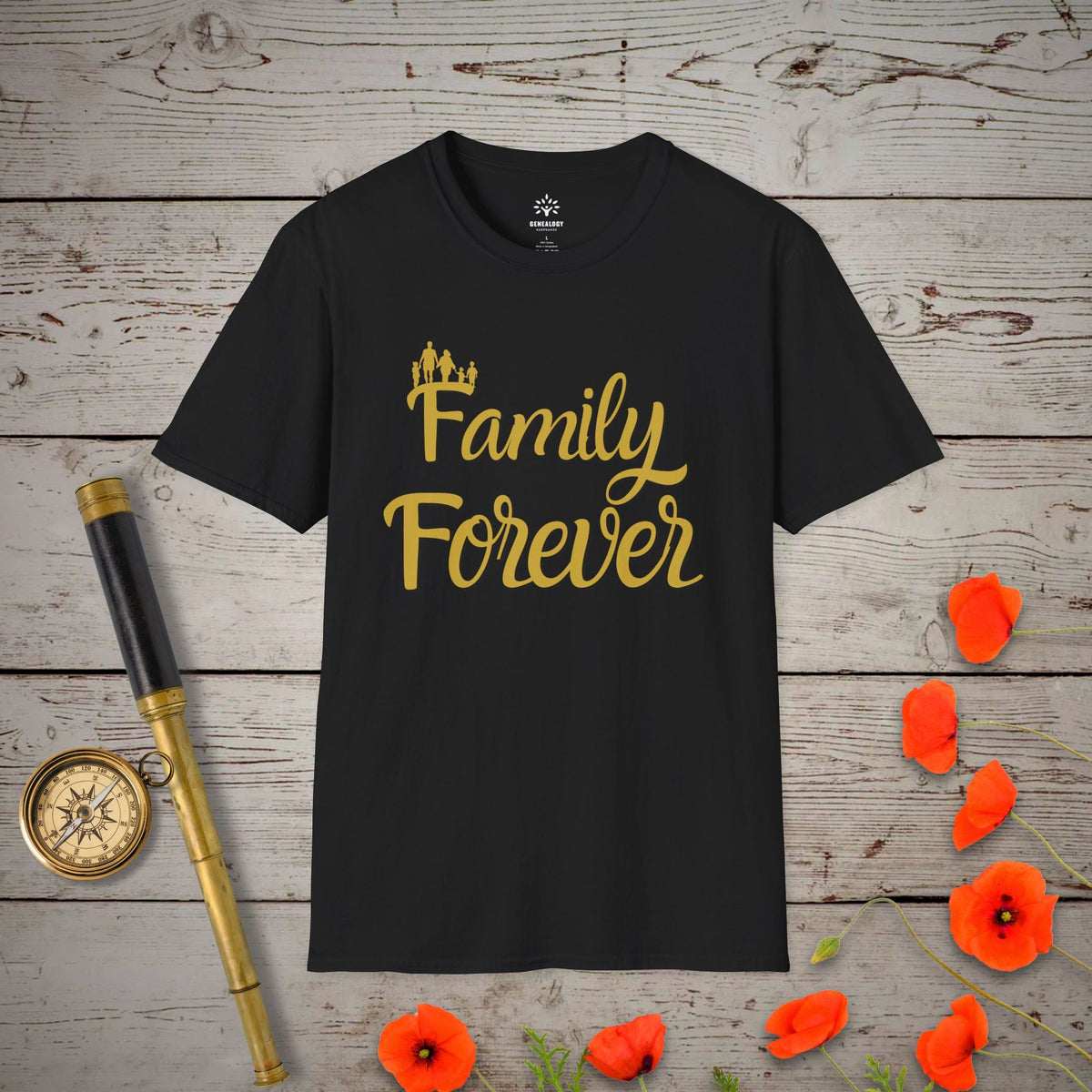 Family Forever T-Shirt - Genealogy Keepsakes Custom Genealogy Gift - Black S