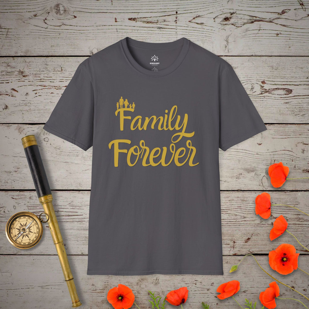 Family Forever T-Shirt - Genealogy Keepsakes Custom Genealogy Gift - Charcoal S