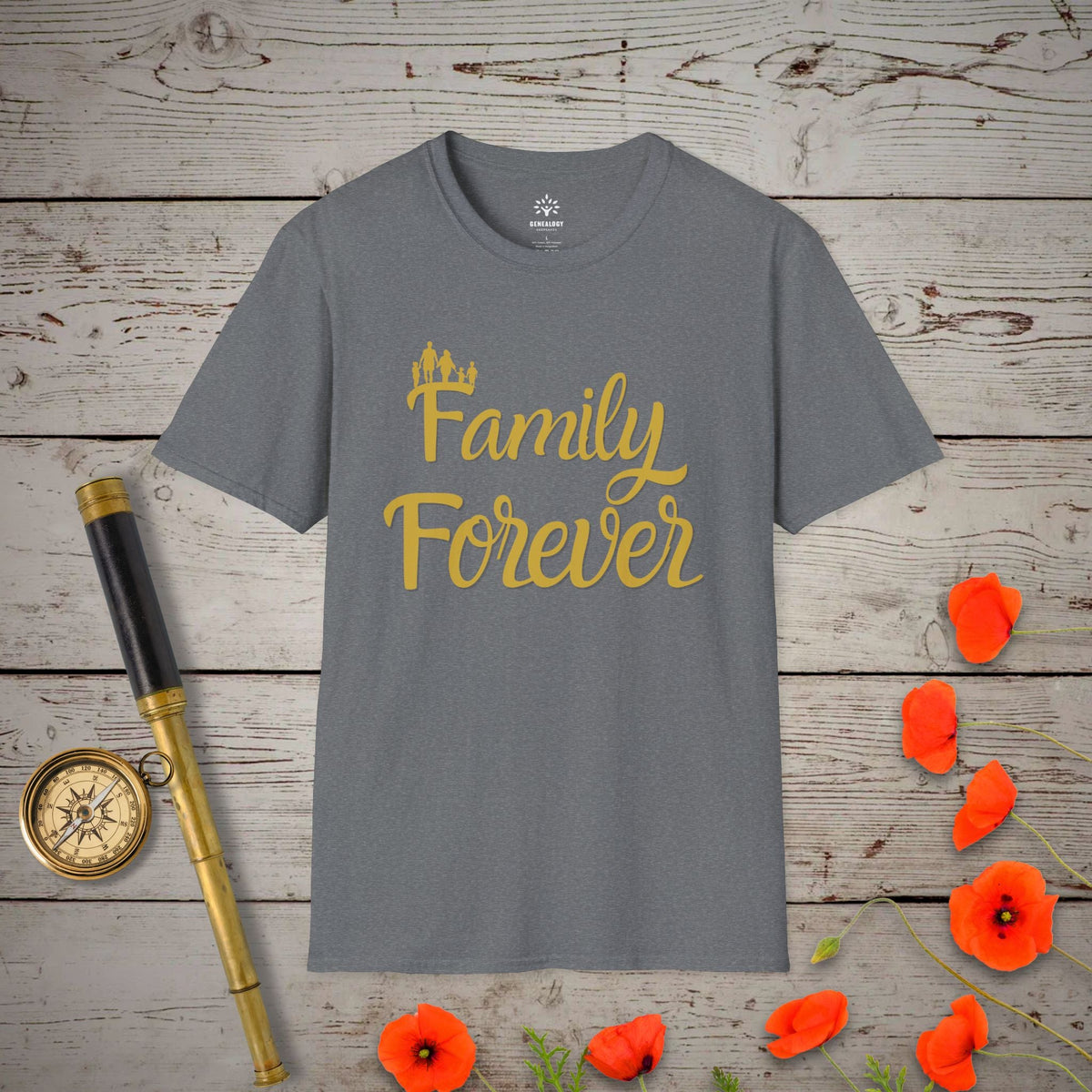 Family Forever T-Shirt - Genealogy Keepsakes Custom Genealogy Gift - Graphite Heather S