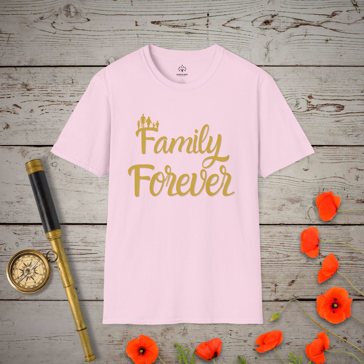 Family Forever T-Shirt - Genealogy Keepsakes Custom Genealogy Gift - Light Pink S