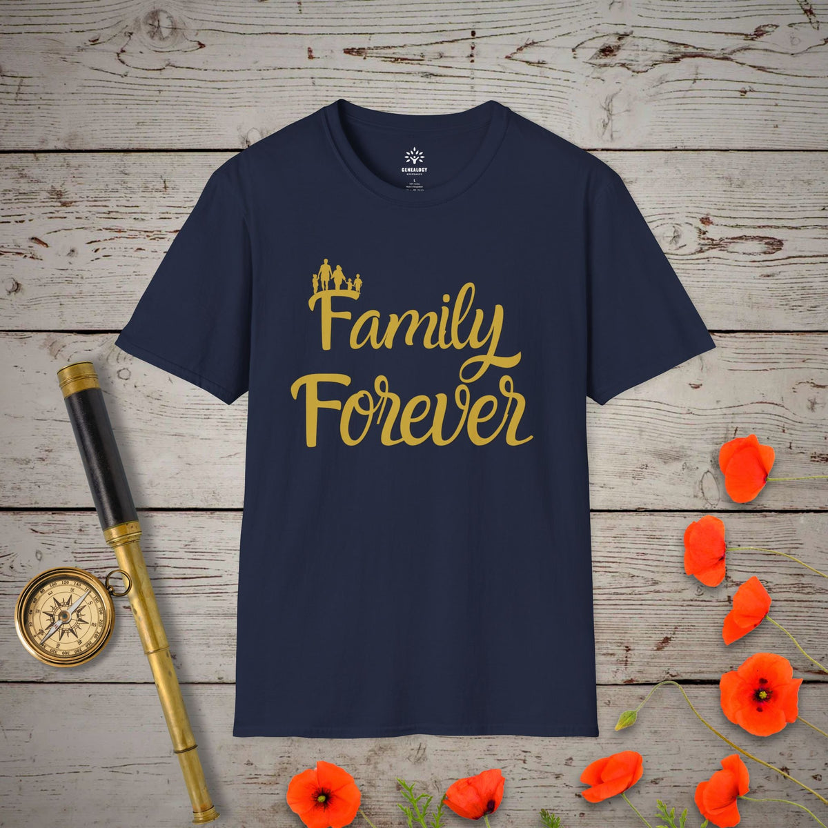 Family Forever T-Shirt - Genealogy Keepsakes Custom Genealogy Gift - Navy S