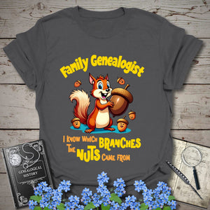 Family Genealogist T-Shirt in Charcoal by Genealogy Keepsakes