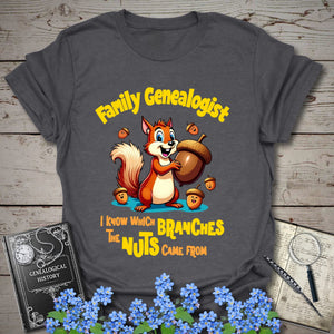 Family Genealogist T-Shirt in Dark Heather Grey by Genealogy Keepsakes