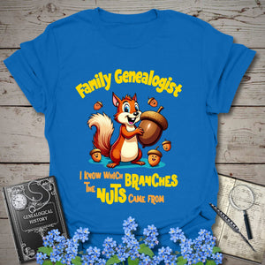 Family Genealogist T-Shirt in Royal by Genealogy Keepsakes