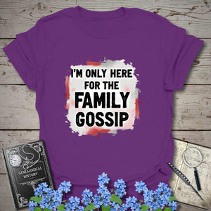 Family Gossip T-Shirt in Purple by Genealogy Keepsakes