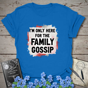 Family Gossip T-Shirt in Royal by Genealogy Keepsakes