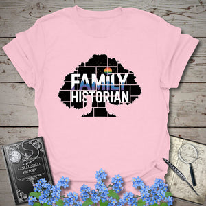 Family Historian T-Shirt in Light Pink by Genealogy Keepsakes