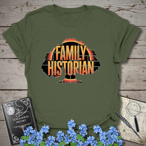 Family Historian T-Shirt in Military Green by Genealogy Keepsakes