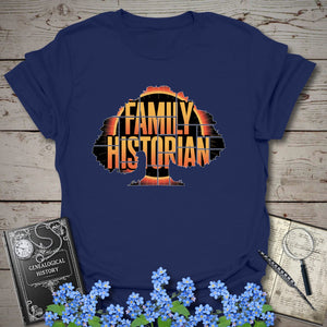 Family Historian T-Shirt in Navy by Genealogy Keepsakes