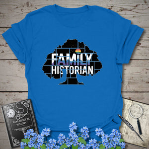 Family Historian T-Shirt in Royal by Genealogy Keepsakes